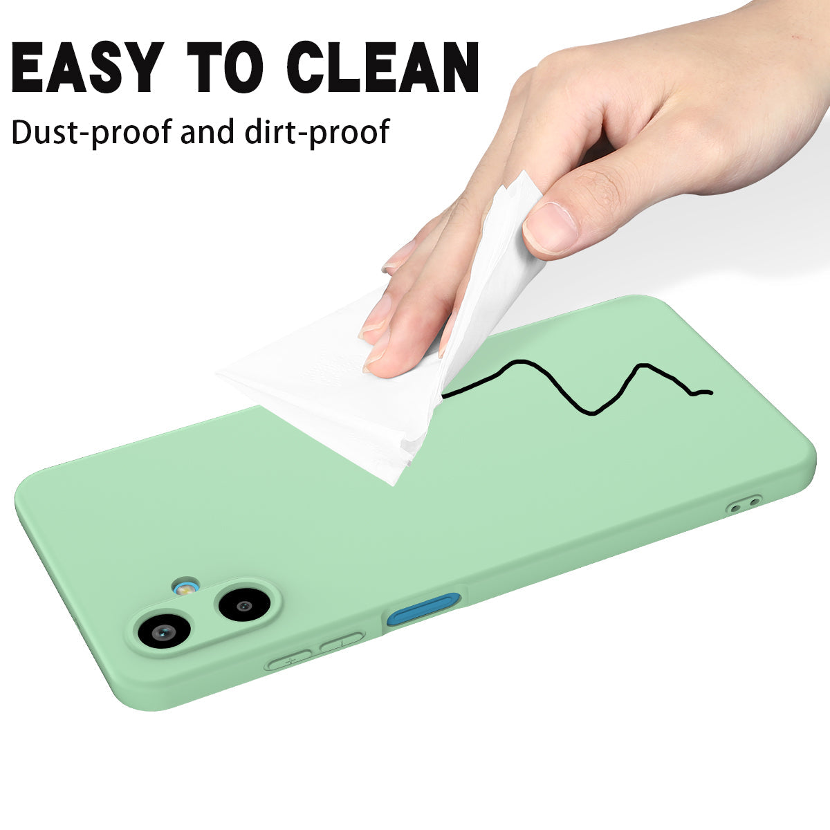 For Samsung Galaxy F06 5G / Galaxy M06 5G Liquid Silicone Case Phone Back Cover with Hand Strap - Green
