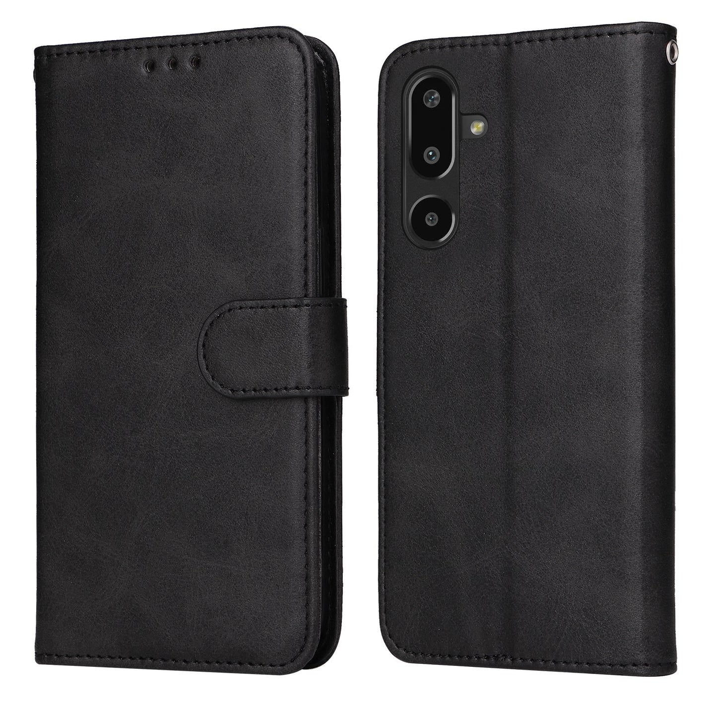 For Samsung Galaxy F16 5G / Galaxy M16 5G Case Wallet PU Leather Folio Flip Phone Cover - Black