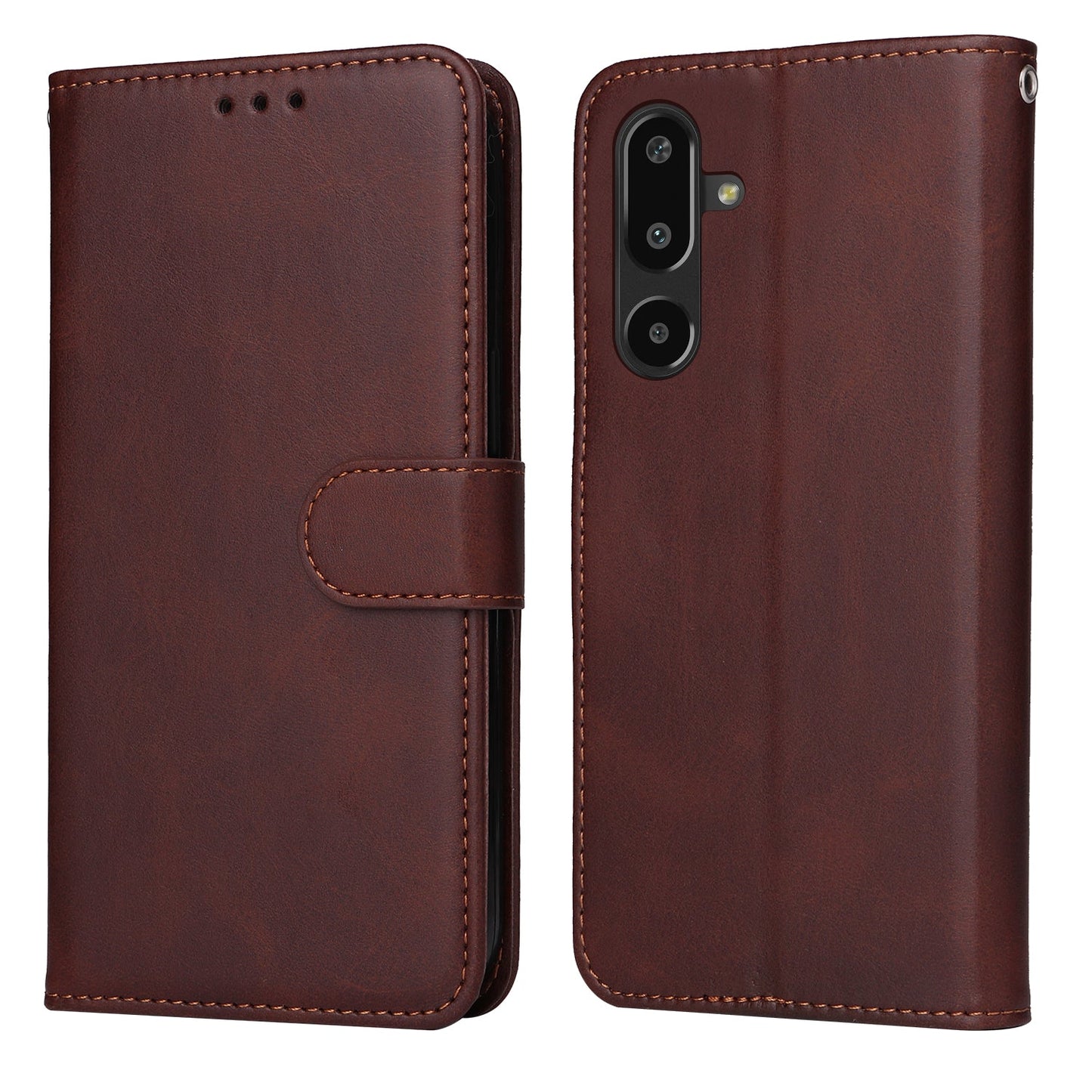 For Samsung Galaxy F16 5G / Galaxy M16 5G Case Wallet PU Leather Folio Flip Phone Cover - Brown