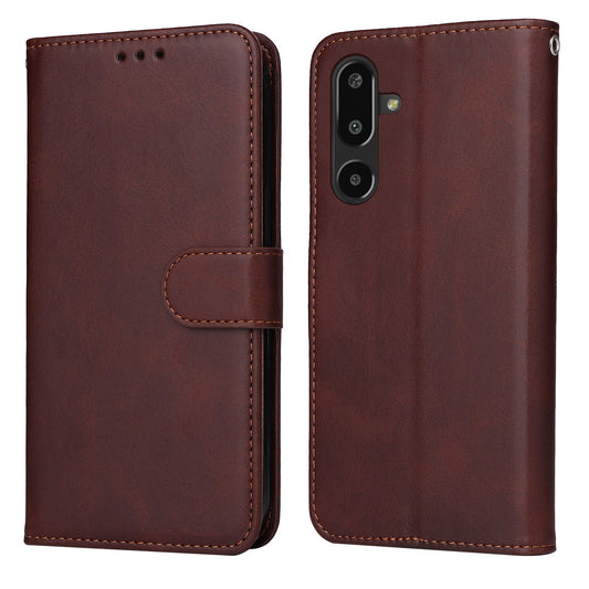 For Samsung Galaxy F16 5G / Galaxy M16 5G Case Wallet PU Leather Folio Flip Phone Cover - Brown
