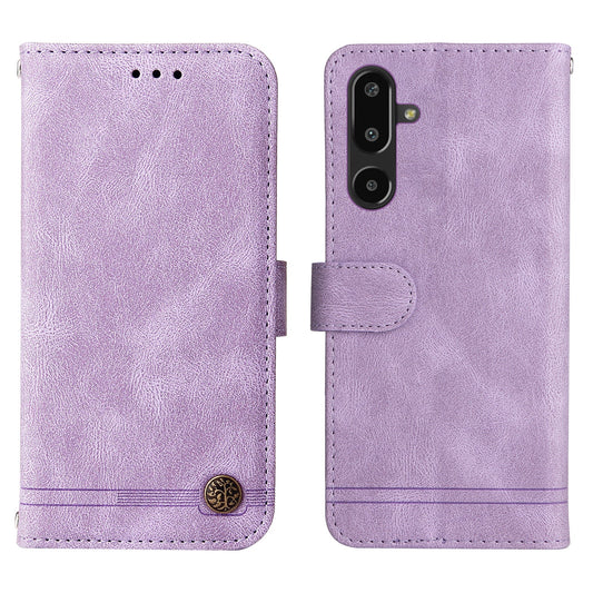 For Samsung Galaxy F16 5G / Galaxy M16 5G Leather Wallet Cases Skin Touch Phone Cover Stand with Strap - Purple
