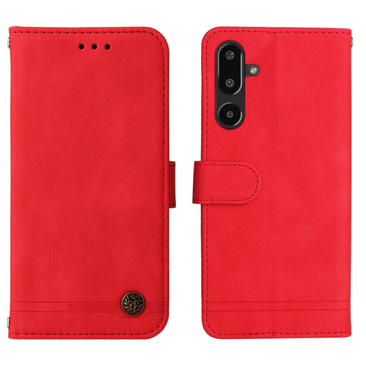 For Samsung Galaxy F16 5G / Galaxy M16 5G Leather Wallet Cases Skin Touch Phone Cover Stand with Strap - Red