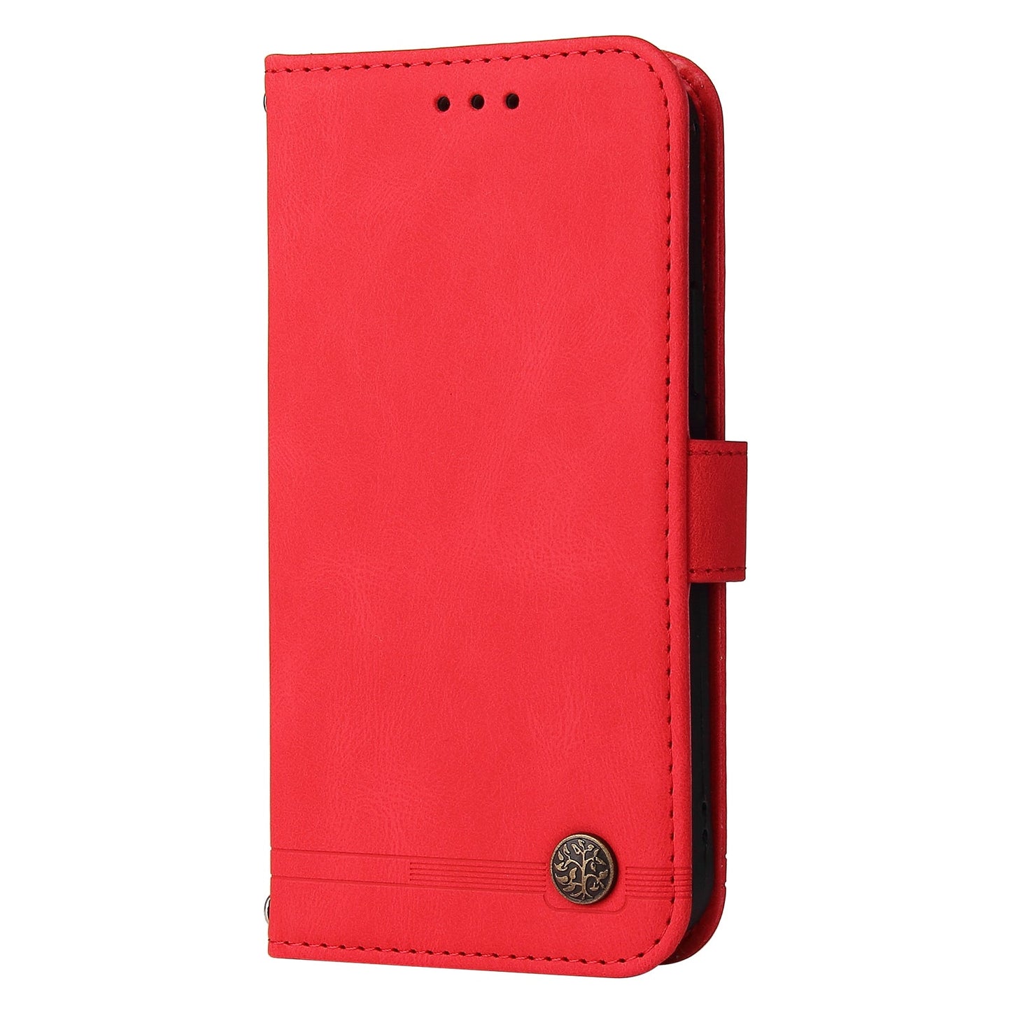For Samsung Galaxy F16 5G / Galaxy M16 5G Leather Wallet Cases Skin Touch Phone Cover Stand with Strap - Red