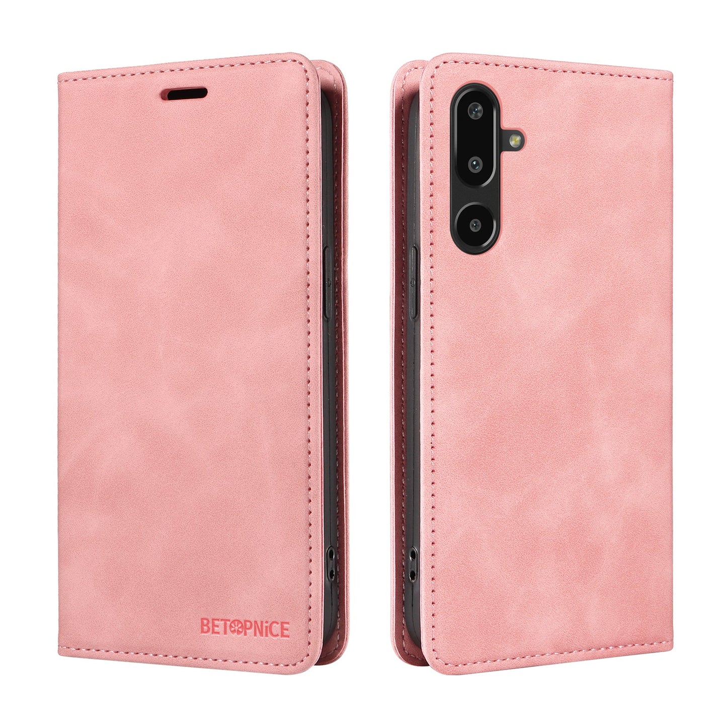 For Samsung Galaxy F16 5G / Galaxy M16 5G Case BETOPNICE Magnetic Closure RFID Blocking Wallet Stand Leather Phone Cover - Pink