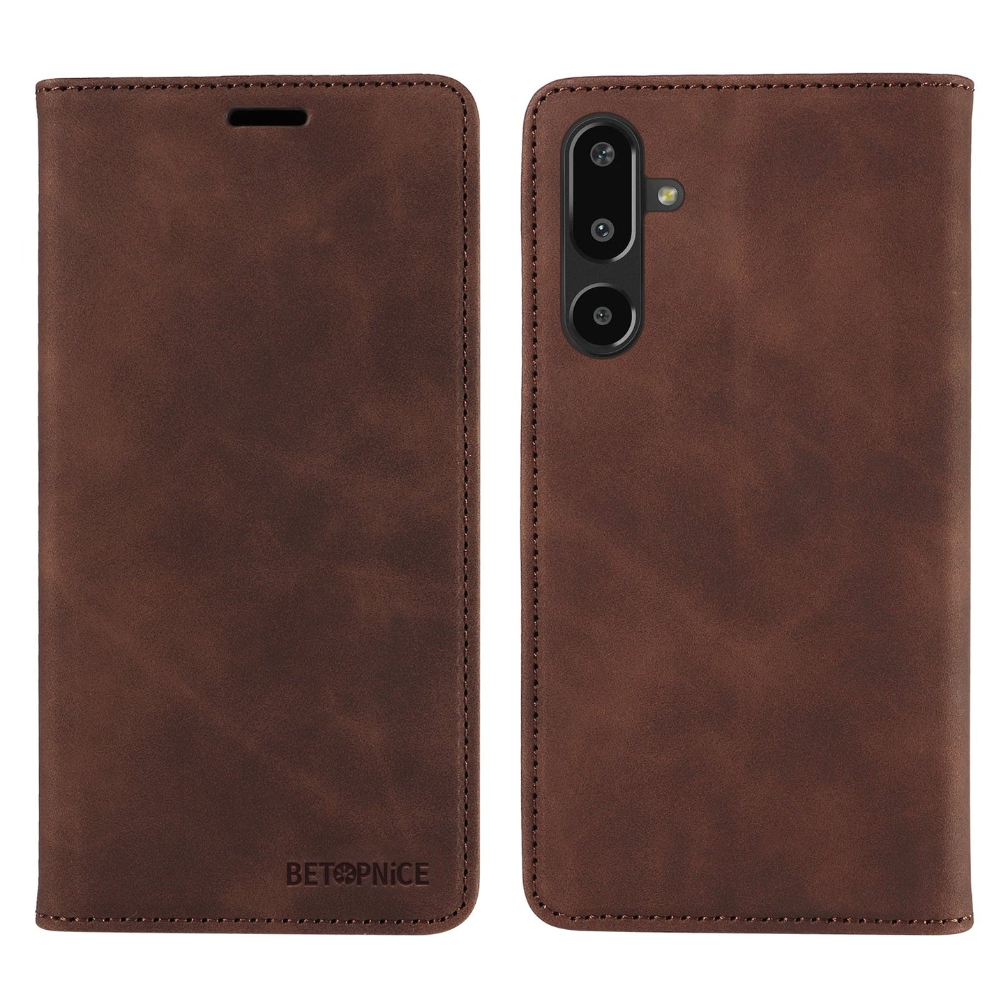 For Samsung Galaxy F16 5G / Galaxy M16 5G Case BETOPNICE Magnetic Closure RFID Blocking Wallet Stand Leather Phone Cover - Brown