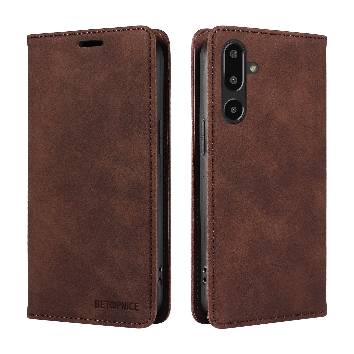 For Samsung Galaxy F16 5G / Galaxy M16 5G Case BETOPNICE Magnetic Closure RFID Blocking Wallet Stand Leather Phone Cover - Brown