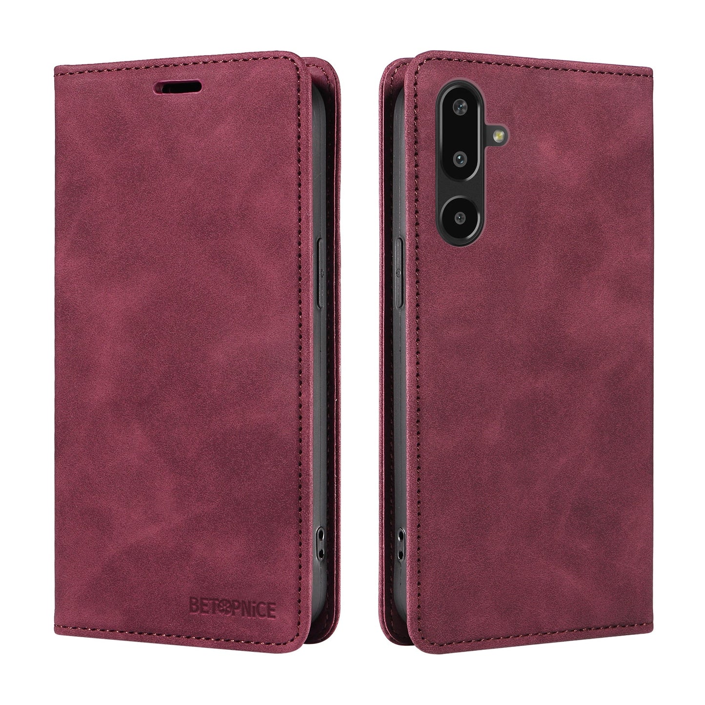 For Samsung Galaxy F16 5G / Galaxy M16 5G Case BETOPNICE Magnetic Closure RFID Blocking Wallet Stand Leather Phone Cover - Red