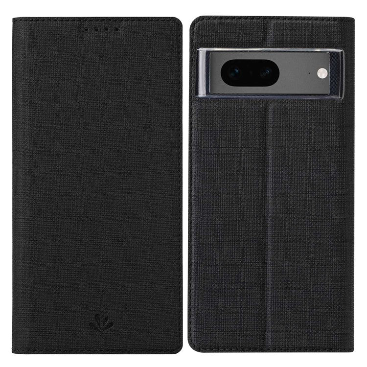 VILI DMX Series for Google Pixel 7 5G Anti-scratch PU Leather Auto Closing Magnetic Phone Case Card Holder Stand Protective Cover - Black