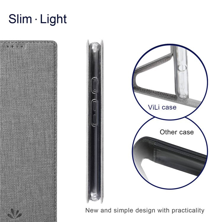 VILI DMX Series for Google Pixel 7 5G Anti-scratch PU Leather Auto Closing Magnetic Phone Case Card Holder Stand Protective Cover - Grey