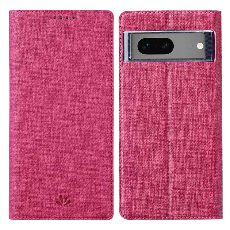 VILI DMX Series for Google Pixel 7 5G Anti-scratch PU Leather Auto Closing Magnetic Phone Case Card Holder Stand Protective Cover - Rose
