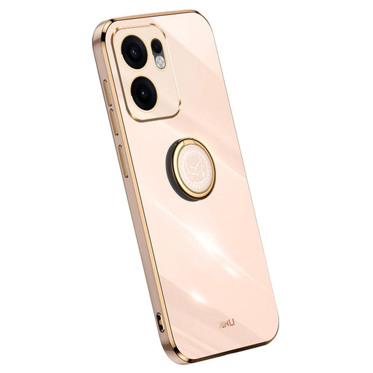 XINLI For Oppo Reno13 F 5G Case Ring Kickstand Electroplating TPU Phone Cover - Pink