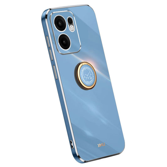 XINLI For Oppo Reno13 F 5G Case Ring Kickstand Electroplating TPU Phone Cover - Blue