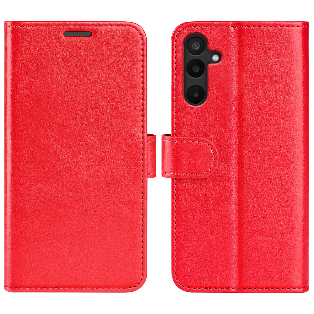For Samsung Galaxy M16 5G Case Crazy Horse Texture Stand Leather Phone Cover - Red