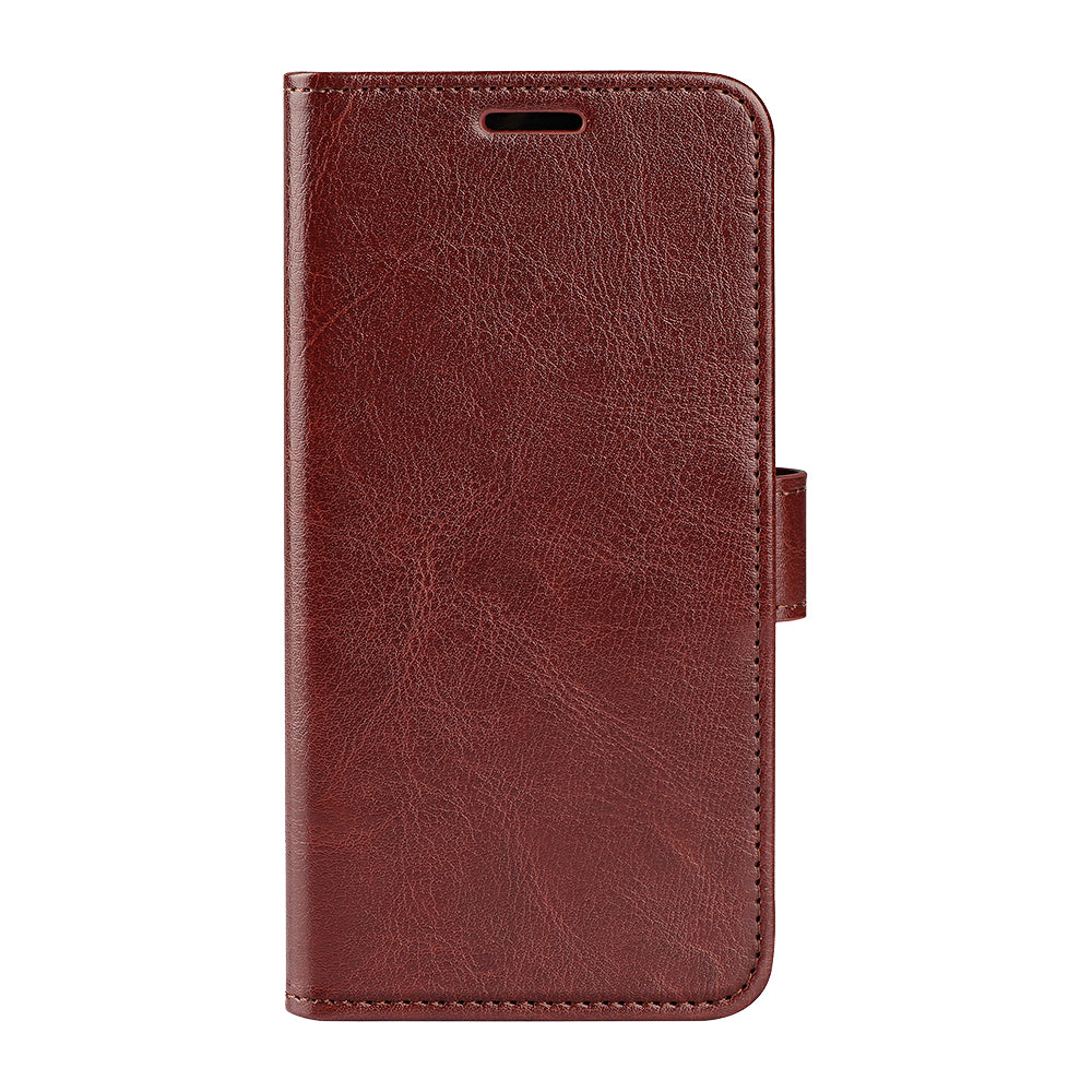 For Samsung Galaxy M16 5G Case Crazy Horse Texture Stand Leather Phone Cover - Brown