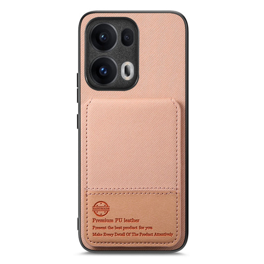 For Oppo Reno13 Pro 5G Case Cloth Texture Leather + PC + TPU RFID Blocking Phone Cover with Card Holder - Pink