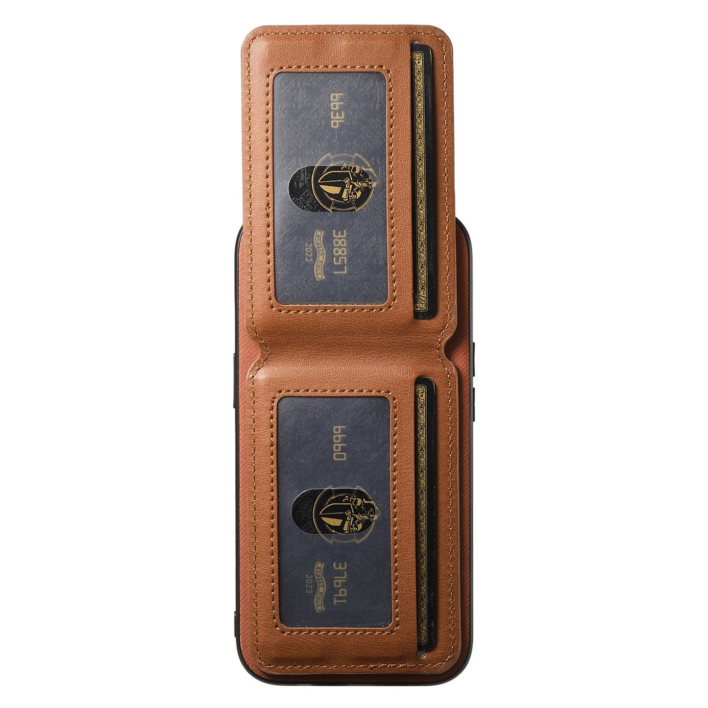 For Oppo Reno13 Pro 5G Case Cloth Texture Leather + PC + TPU RFID Blocking Phone Cover with Card Holder - Brown