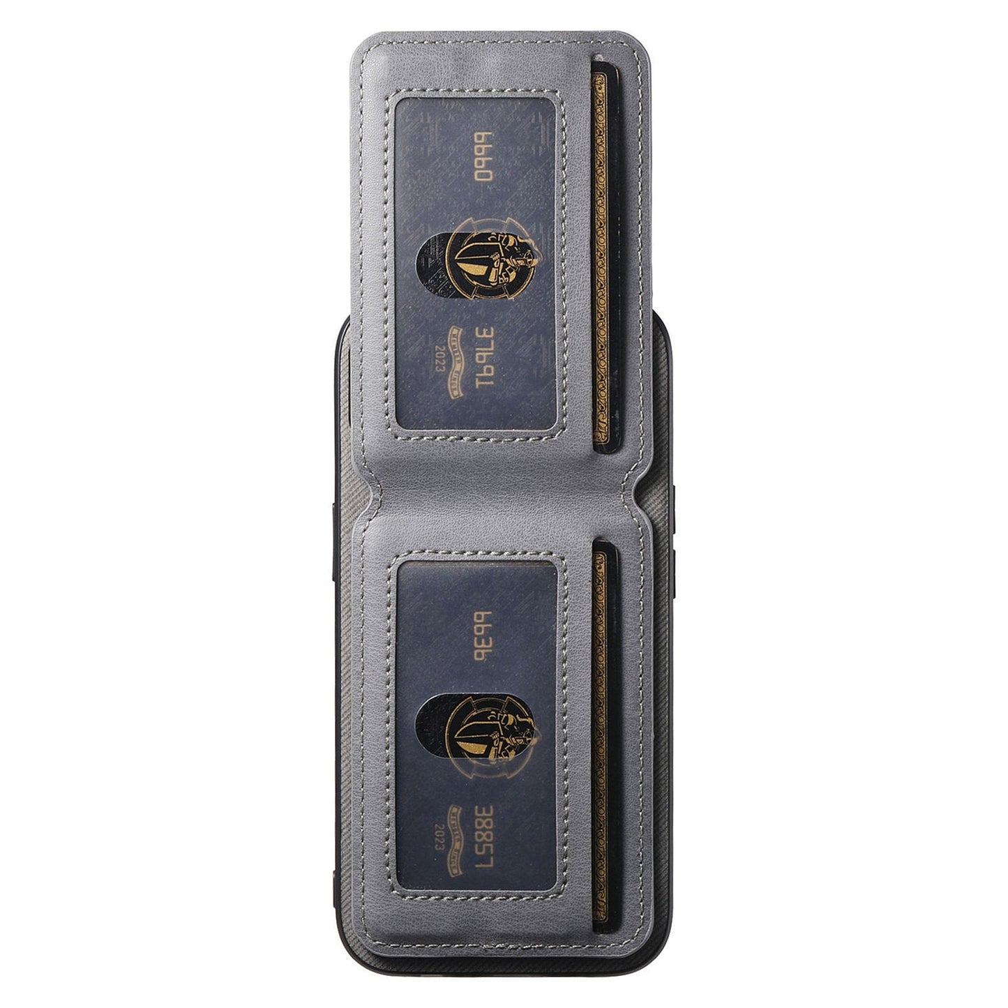 For Oppo Reno13 Pro 5G Case Cloth Texture Leather + PC + TPU RFID Blocking Phone Cover with Card Holder - Grey