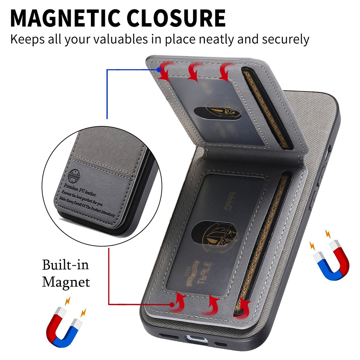 For Oppo Reno13 Pro 5G Case Cloth Texture Leather + PC + TPU RFID Blocking Phone Cover with Card Holder - Grey