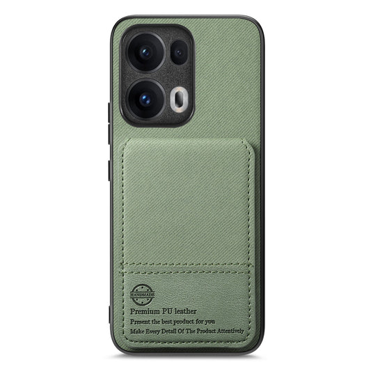 For Oppo Reno13 Pro 5G Case Cloth Texture Leather + PC + TPU RFID Blocking Phone Cover with Card Holder - Green