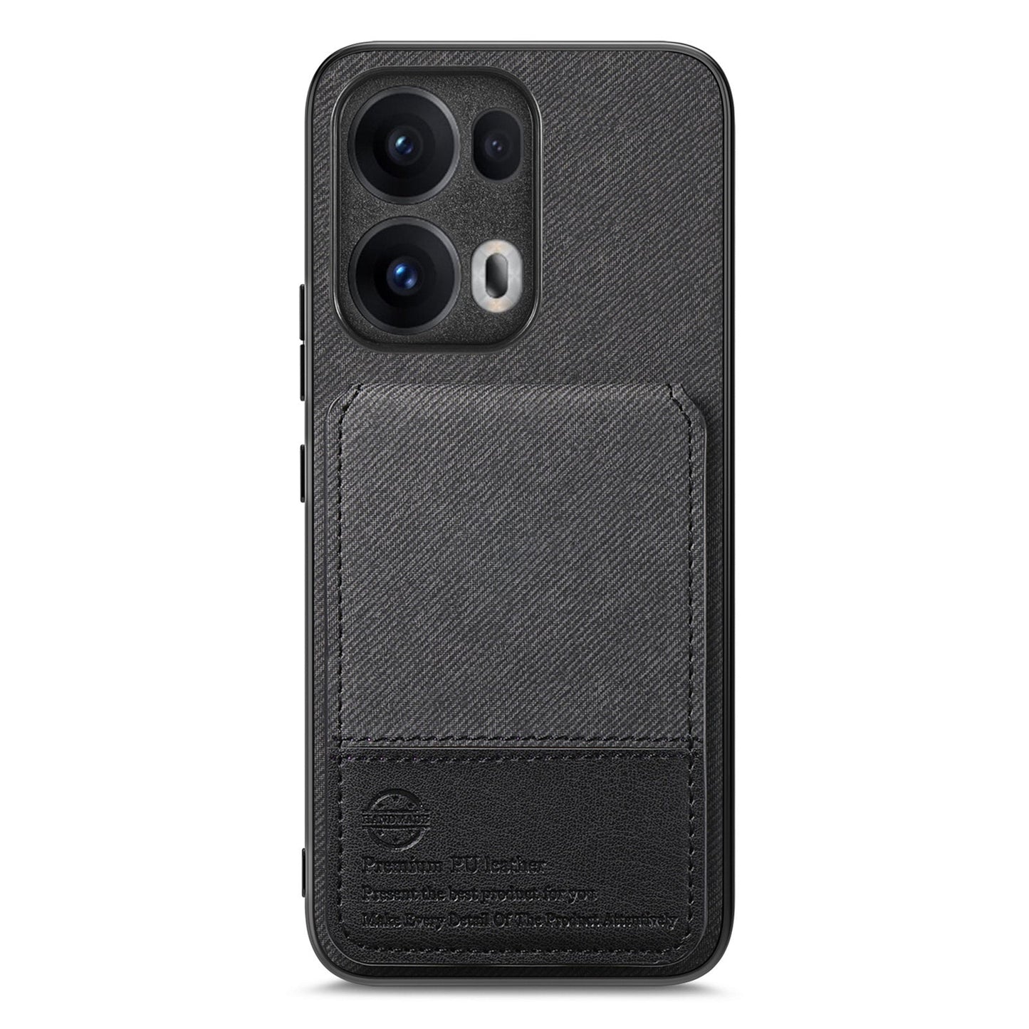 For Oppo Reno13 Pro 5G Case Cloth Texture Leather + PC + TPU RFID Blocking Phone Cover with Card Holder - Black