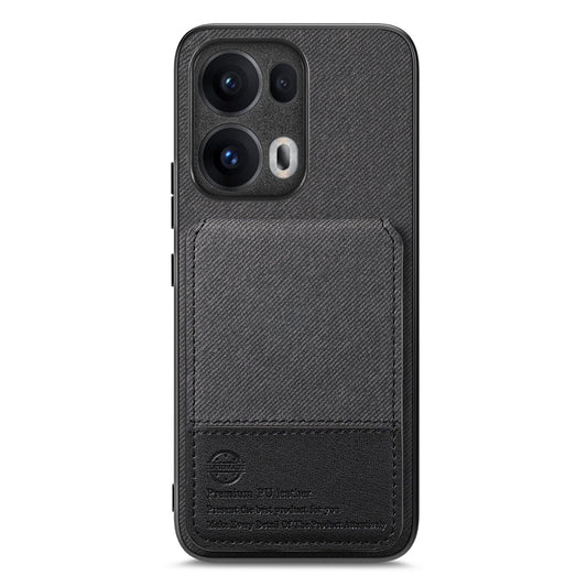 For Oppo Reno13 Pro 5G Case Cloth Texture Leather + PC + TPU RFID Blocking Phone Cover with Card Holder - Black