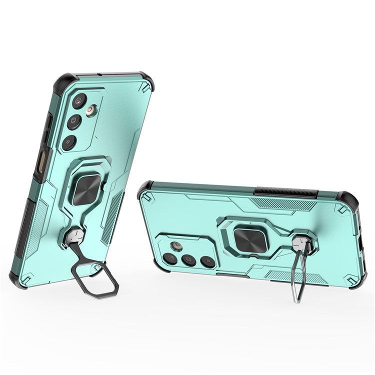 For Samsung Galaxy M16 5G Case Rotatable Ring Kickstand PC + TPU Shockproof Phone Cover - Green
