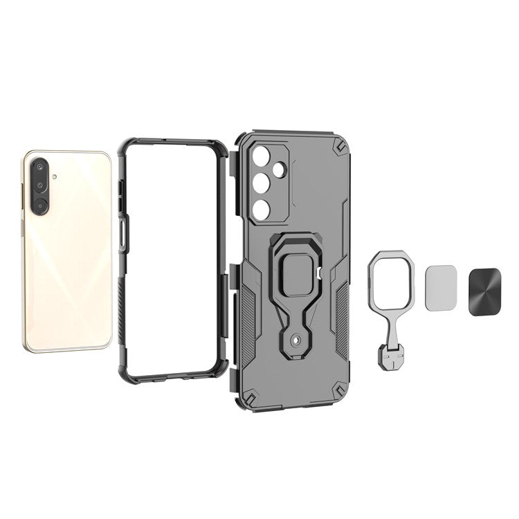 For Samsung Galaxy M16 5G Case Rotatable Ring Kickstand PC + TPU Shockproof Phone Cover - Green