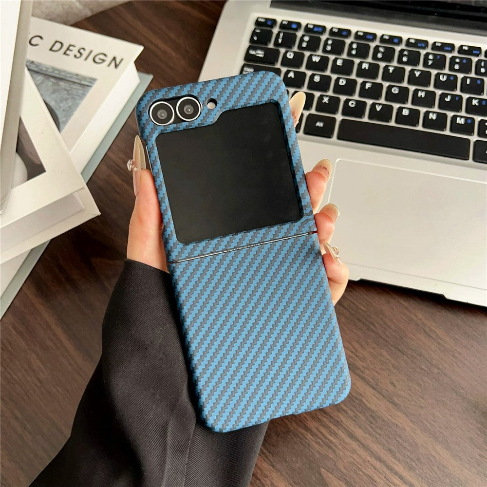 For Samsung Galaxy Z Flip7 FE 5G / Z Flip6 5G Magnetic Case Carbon Fiber Texture Slim Shockproof PC Phone Cover - Blue