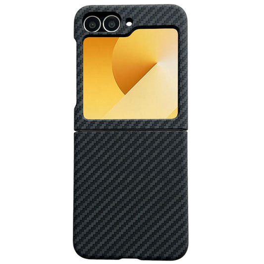 For Samsung Galaxy Z Flip7 FE 5G / Z Flip6 5G Magnetic Case Carbon Fiber Texture Slim Shockproof PC Phone Cover - Black