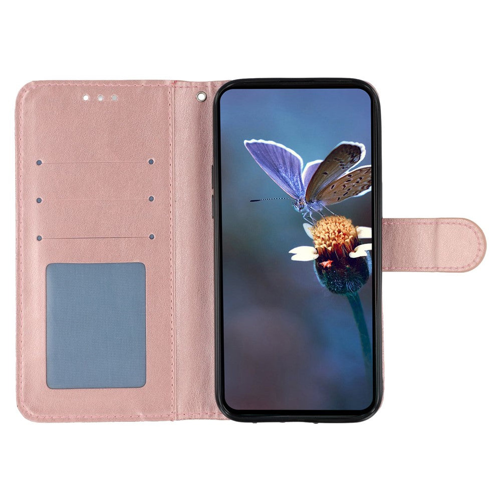 For Oppo Reno13 5G (Global) Case Lace Flowers PU Leather Flip Wallet Phone Cover - Rose Gold