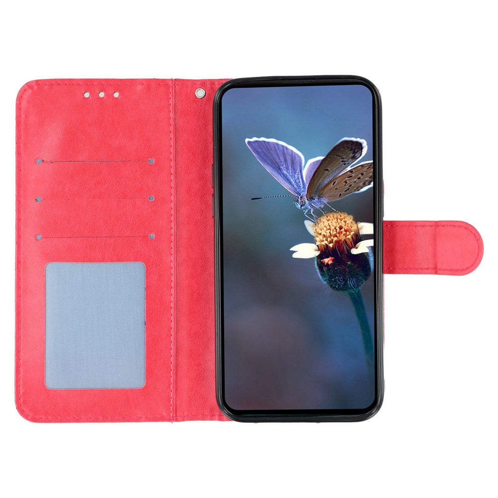 For Oppo Reno13 5G (Global) Case Lace Flowers PU Leather Flip Wallet Phone Cover - Red