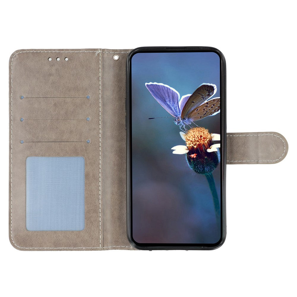For Oppo Reno13 F 5G  /  4G Case Lace Flowers PU Leather Flip Wallet Phone Cover - Grey