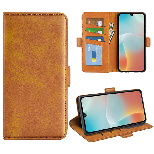 For Samsung Galaxy M16 5G Case Calf Texture Leather Wallet Phone Cover - Yellow
