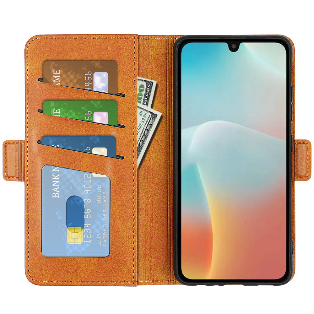 For Samsung Galaxy M16 5G Case Calf Texture Leather Wallet Phone Cover - Yellow