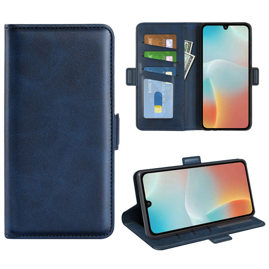 For Samsung Galaxy M16 5G Case Calf Texture Leather Wallet Phone Cover - Blue