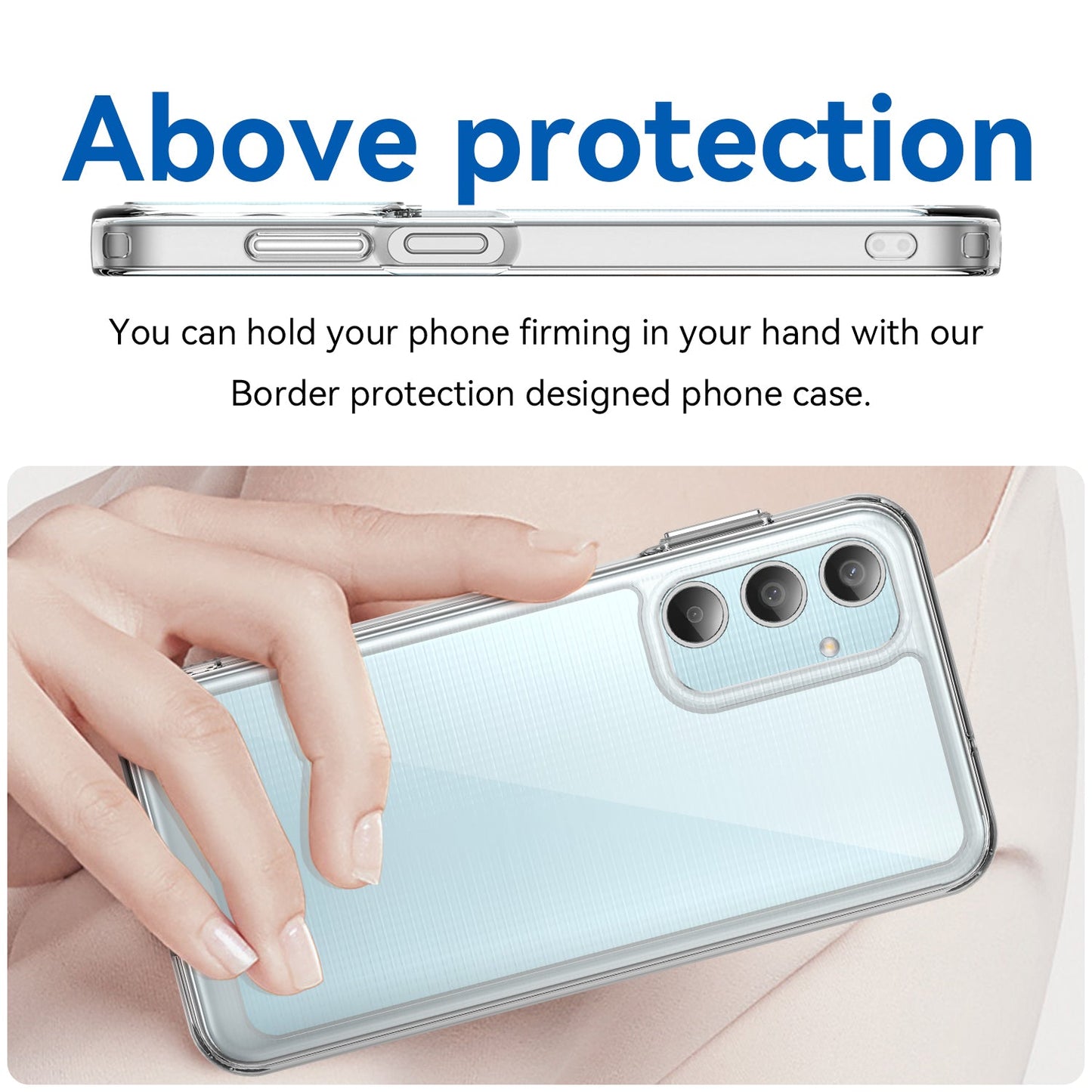 For Samsung Galaxy M35 5G Clear Phone Case WANLONFENG MF2 Series TPU Acrylic Cover with 2Pcs Tempered Glass - Transparent