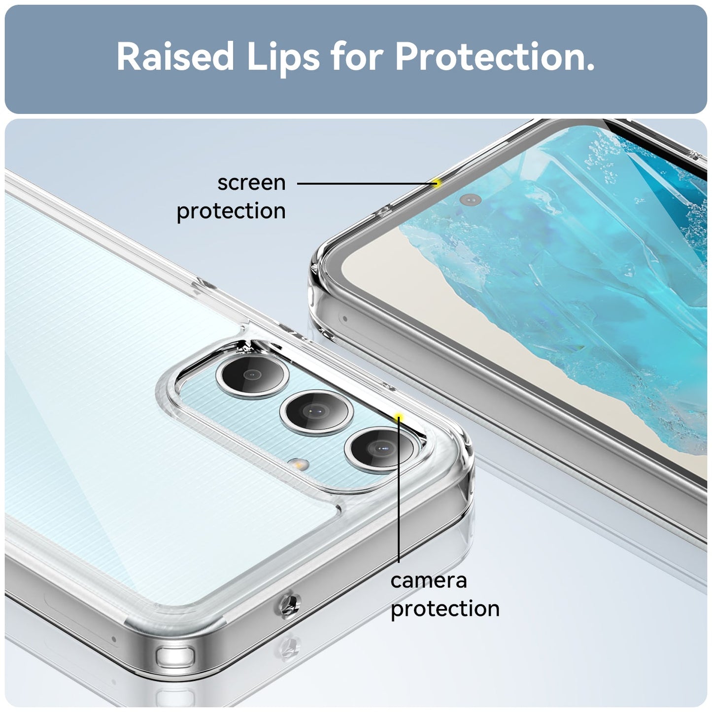 For Samsung Galaxy M35 5G Clear Phone Case WANLONFENG MF2 Series TPU Acrylic Cover with 2Pcs Tempered Glass - Transparent