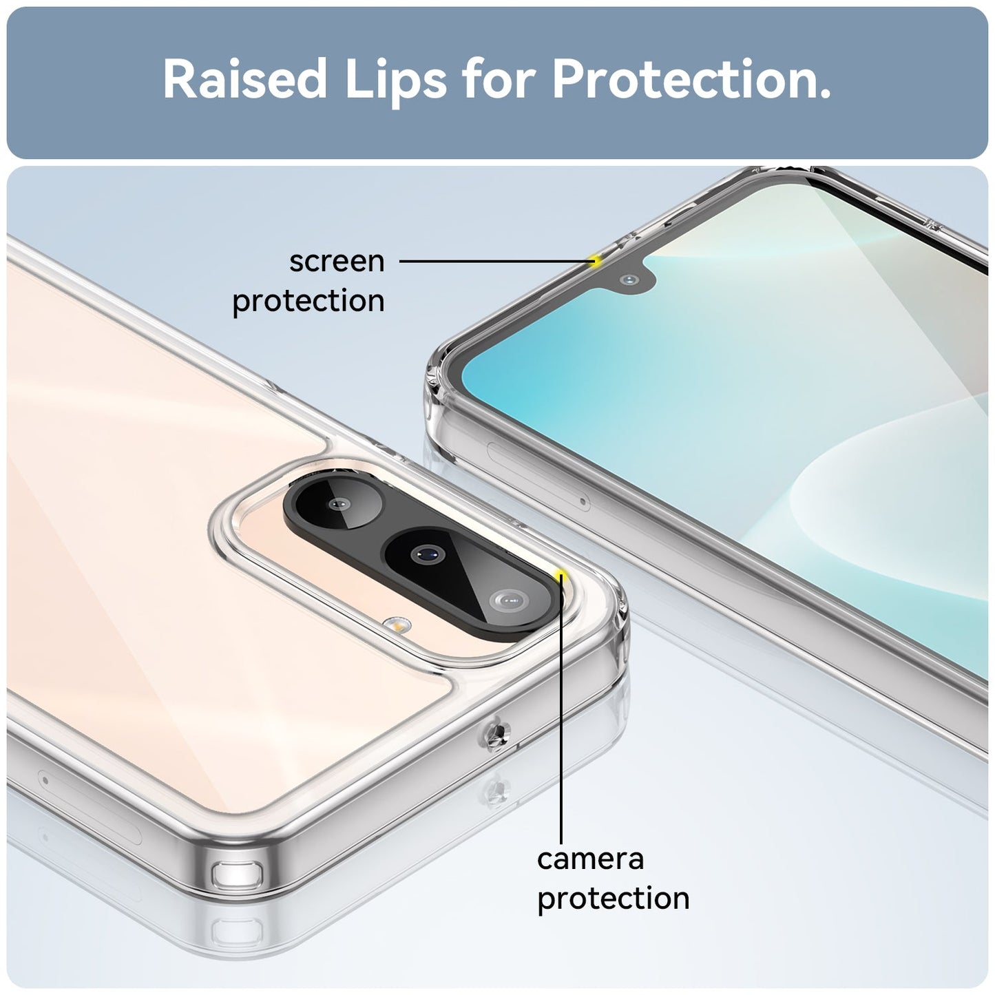 For Samsung Galaxy M16 5G Clear Phone Case WANLONFENG MF2 Series TPU Acrylic Cover with 2Pcs Tempered Glass - Transparent