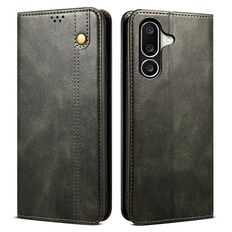 For Samsung Galaxy M56 5G Case Crazy Horse Texture Waxy Leather Wallet Stand Phone Cover - Green
