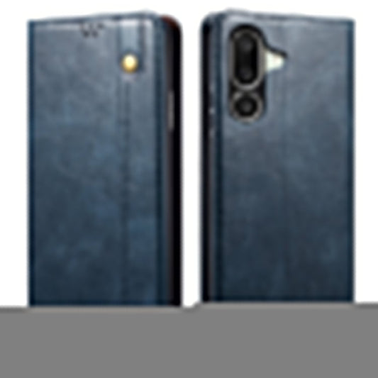 For Samsung Galaxy M56 5G Case Crazy Horse Texture Waxy Leather Wallet Stand Phone Cover - Blue