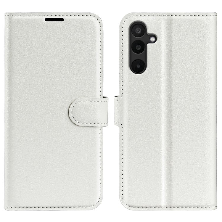For Samsung Galaxy M16 5G Case Litchi Texture Shockproof Leather Wallet Phone Cover - White