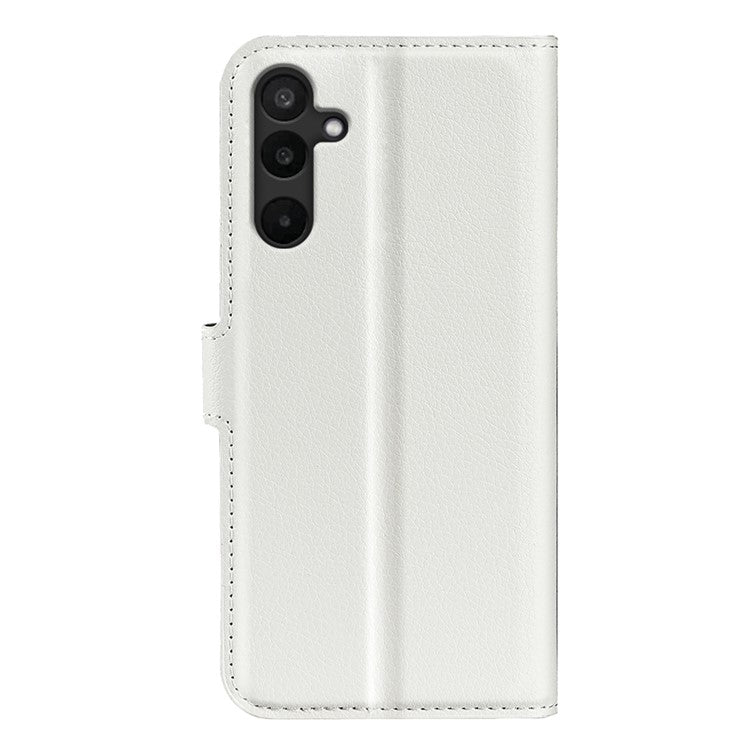 For Samsung Galaxy M16 5G Case Litchi Texture Shockproof Leather Wallet Phone Cover - White