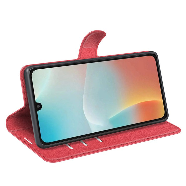 For Samsung Galaxy M16 5G Case Litchi Texture Shockproof Leather Wallet Phone Cover - Red