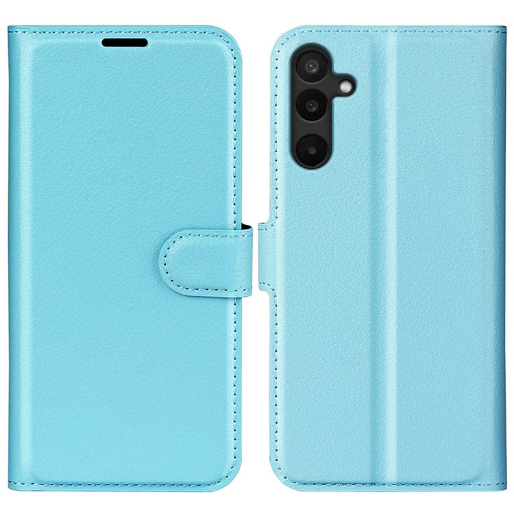 For Samsung Galaxy M16 5G Case Litchi Texture Shockproof Leather Wallet Phone Cover - Blue