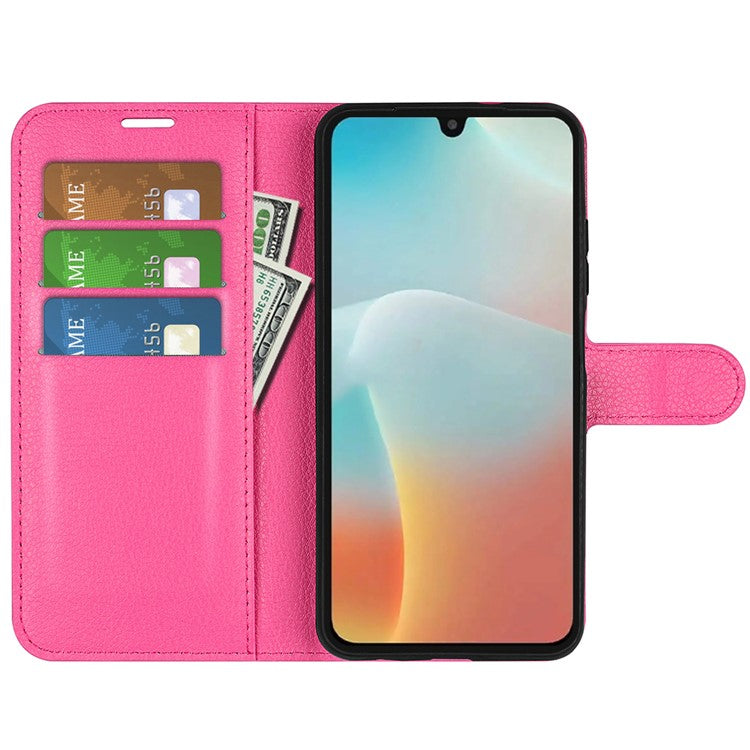 For Samsung Galaxy M16 5G Case Litchi Texture Shockproof Leather Wallet Phone Cover - Rose