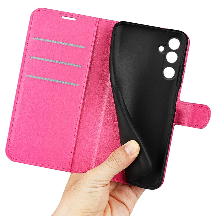 For Samsung Galaxy M16 5G Case Litchi Texture Shockproof Leather Wallet Phone Cover - Rose