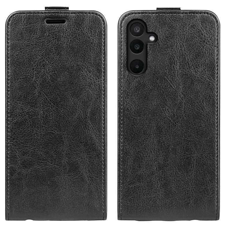 For Samsung Galaxy M16 5G Case with Card Slots Vertical Flip Leather Phone Cover - Black