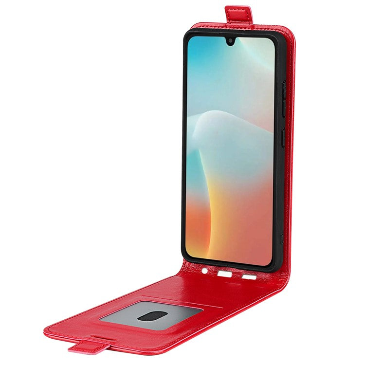 For Samsung Galaxy M16 5G Case with Card Slots Vertical Flip Leather Phone Cover - Red