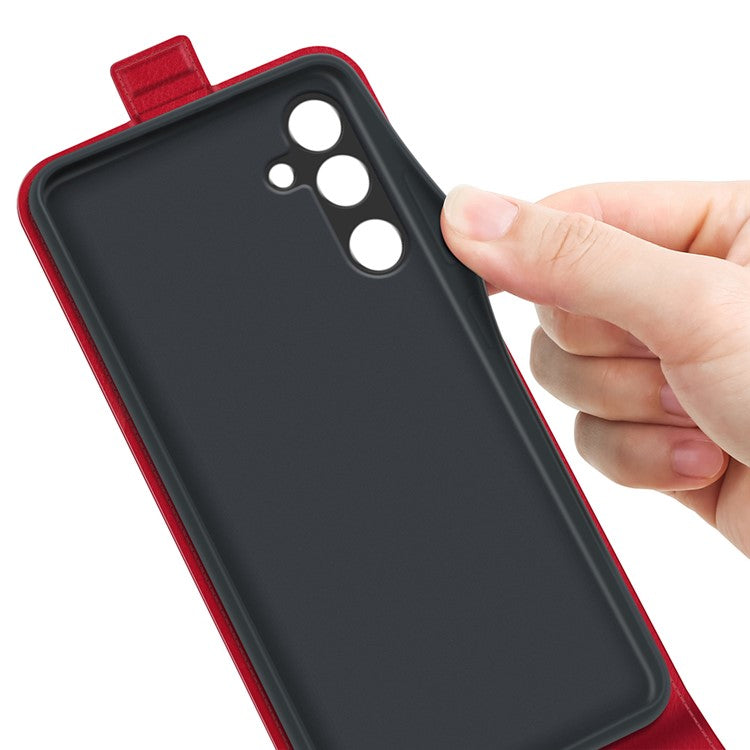 For Samsung Galaxy M16 5G Case with Card Slots Vertical Flip Leather Phone Cover - Red