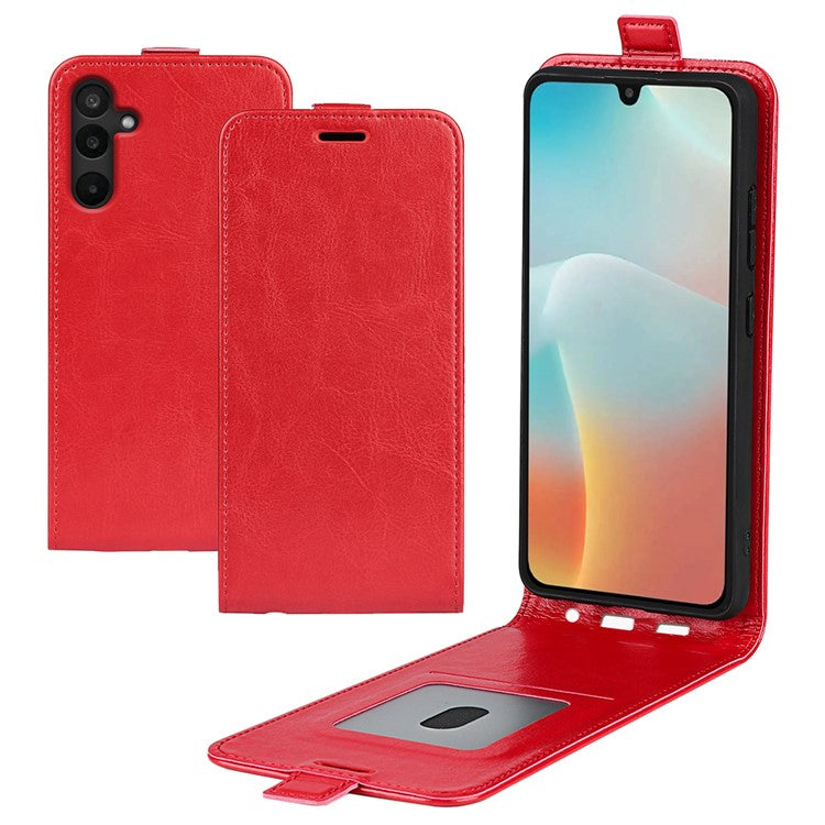 For Samsung Galaxy M16 5G Case with Card Slots Vertical Flip Leather Phone Cover - Red